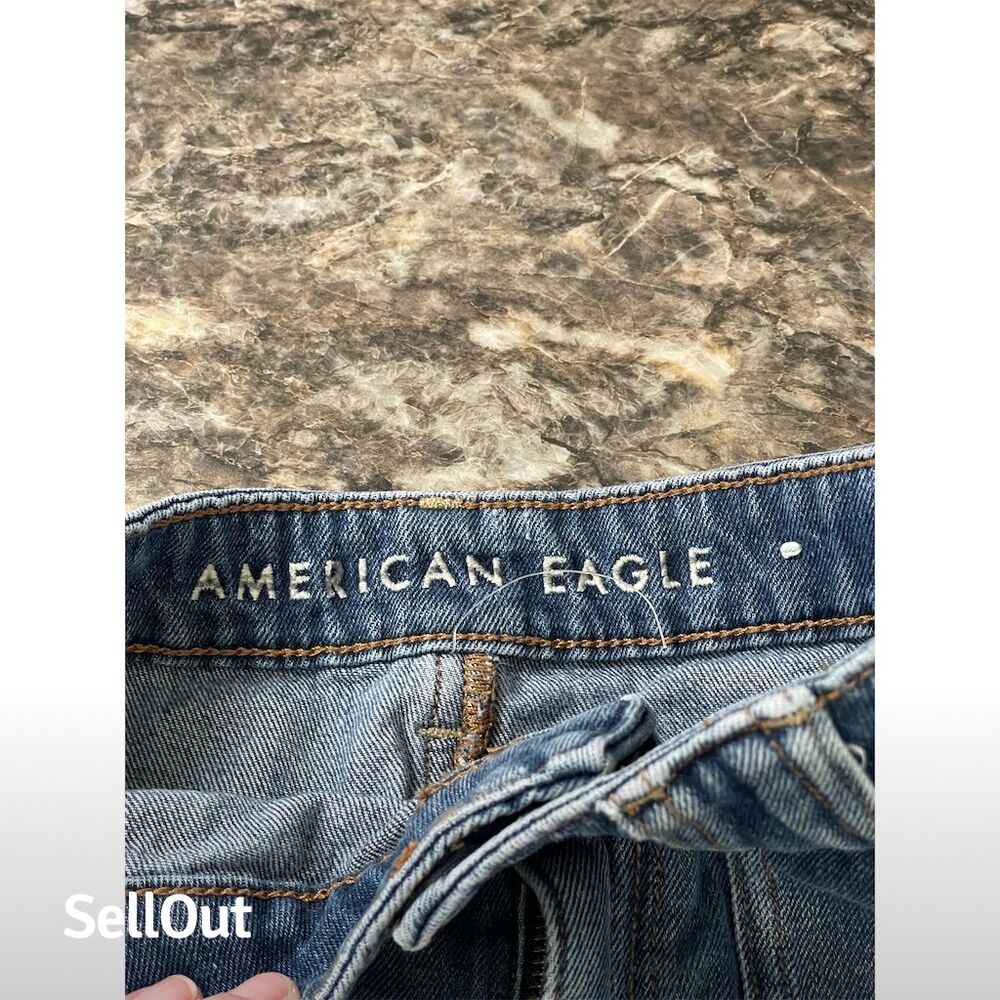 American Eagle Women's Size 00 Blue Denim Mini Skirt Distressed (sku389) - Picture 6 of 12